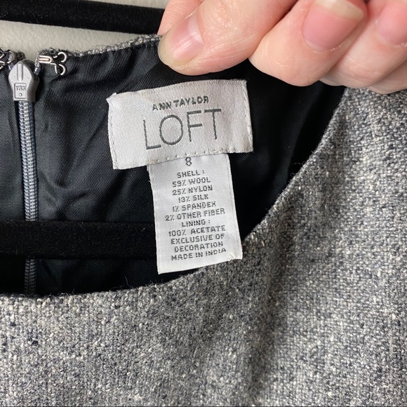 Loft Dress Wool Silk Blend Ruffle Hem - Picture 4 of 5